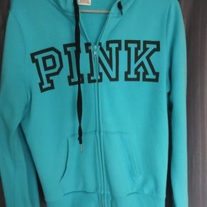 Aqua blue pink zip-up hoodie size medium